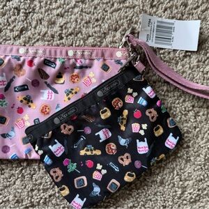 LeSportsac Pink and Black Pouch Set